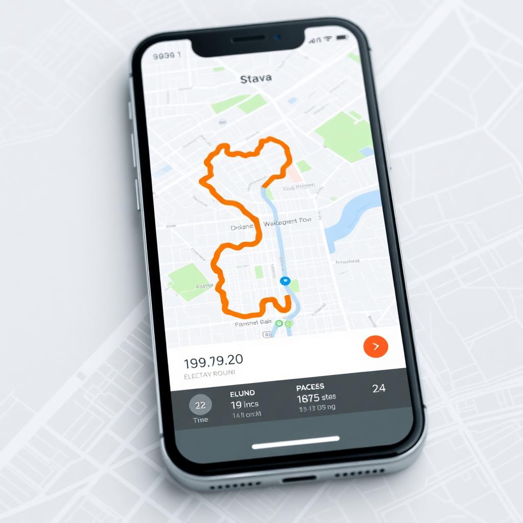 A Strava run map showing a runner's GPS route with distance, time and pace stats